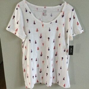Lord & Taylor Cotton “Ice Cream Cones” Tee, NWT